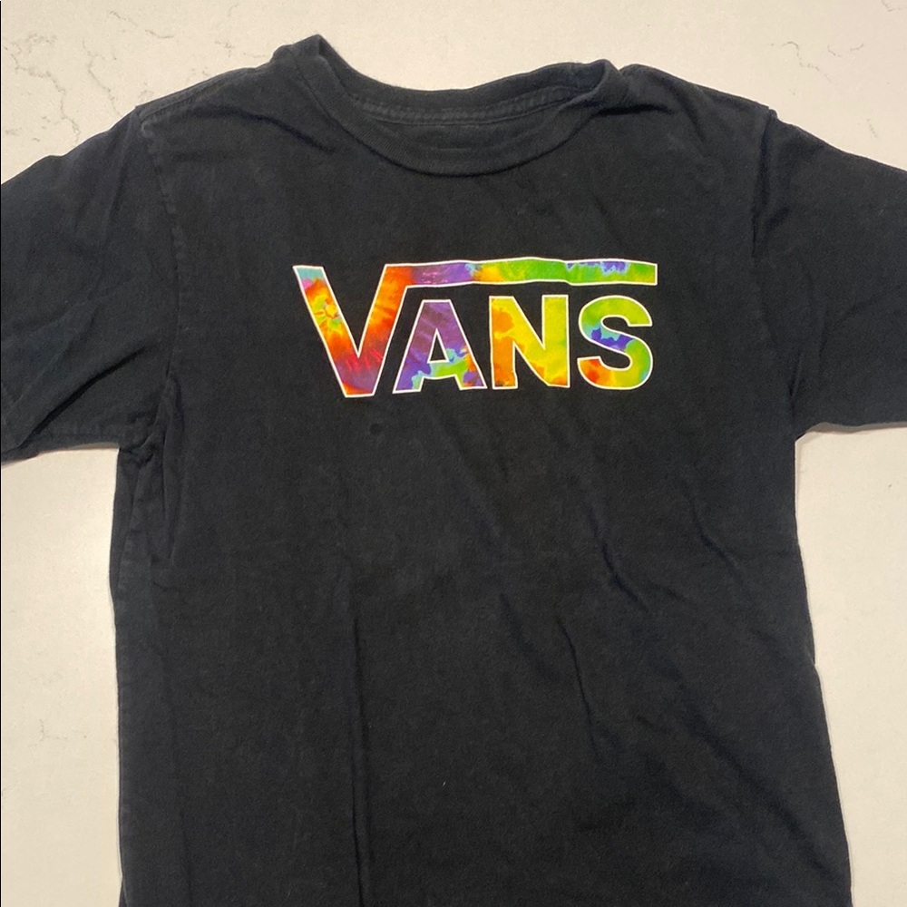 Vans Black Short Sleeve Tee with Vibrant Logo